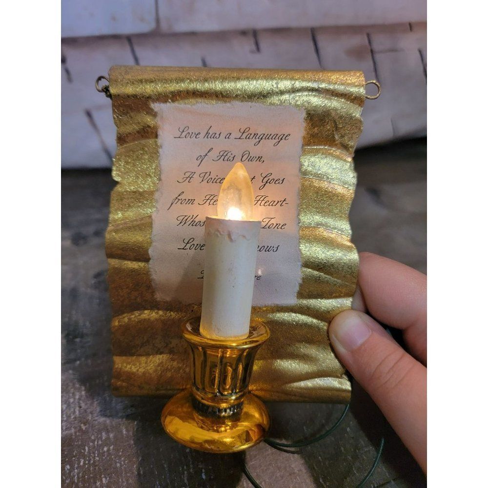 Golden scroll candle love‎ language ornament lighted Xmas decor